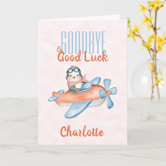Cute Goodbye en Good Luck Waterverf Kaart (Gele Bloem)