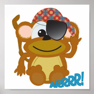 Cute Goofkins aap pirate Poster