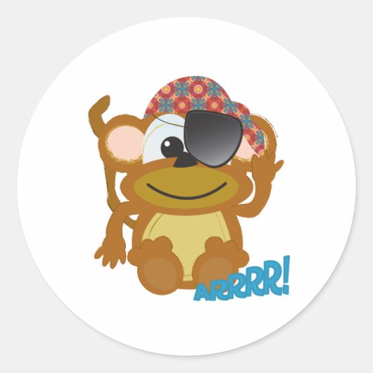 Cute Goofkins aap pirate Ronde Sticker (Voorkant)