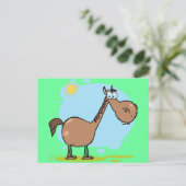 Cute Goofy Brown Cartoon Horse Briefkaart (Staand voorkant)