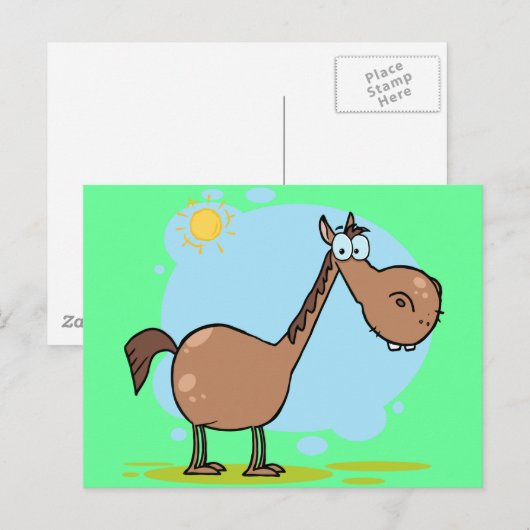Cute Goofy Brown Cartoon Horse Briefkaart (Voorkant / Achterkant)