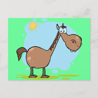 Cute Goofy Brown Cartoon Horse Briefkaart