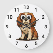 Cute Googly-Eye Puppy Illustration Grote Klok (Voorkant)