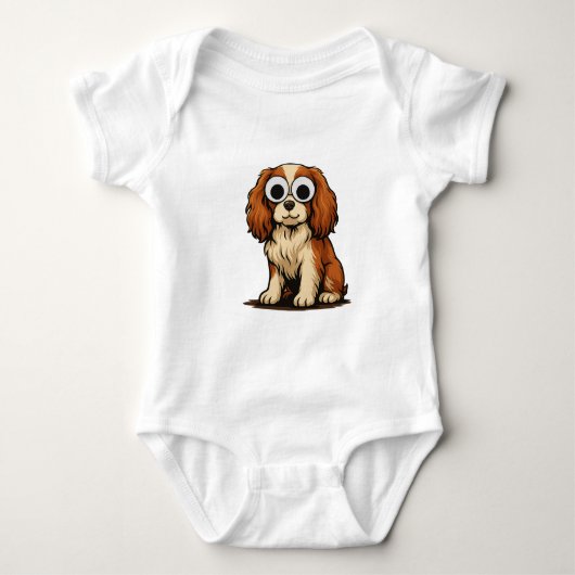 Cute Googly-Eye Puppy Illustration Romper (Voorkant)