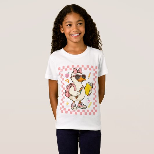 Cute Goose Back To School Coquette Bow First Day T-shirt (Voorkant volledig)