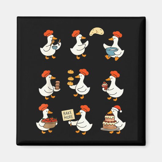 Cute Goose Baking Funny Baker Goose Chef Pastry Ba Magneet (Voorkant)