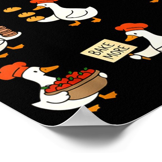 Cute Goose Baking Funny Baker Goose Chef Pastry Ba Poster (Hoek)
