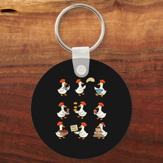 Cute Goose Baking Funny Baker Goose Chef Pastry Ba Sleutelhanger (Voorkant)