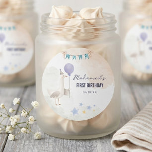 Cute Goose Eerste Verjaardagssticker Persoonlijk Ronde Sticker