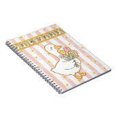 Cute Goose Floral Pink Spiral Notebook Notitieboek (Rechterzijde)