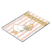 Cute Goose Floral Pink Spiral Notebook Notitieboek (Linkerzijde)