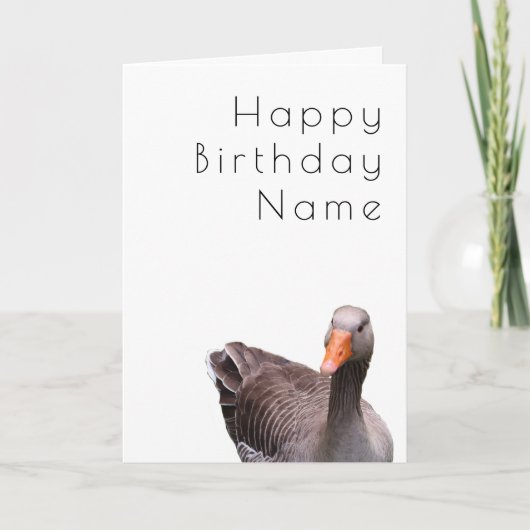 Cute Goose Funny Cartoon Art Deco Birthday Kaart (Voorkant)