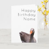 Cute Goose Funny Cartoon Art Deco Birthday Kaart (Gele Bloem)