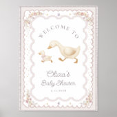 Cute Goose Gender Neutral Baby Shower Welcome Poster (Voorkant)