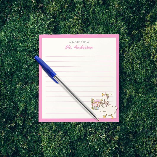 Cute Goose Holding Books Teacher Appreciation Gift Notitieblok