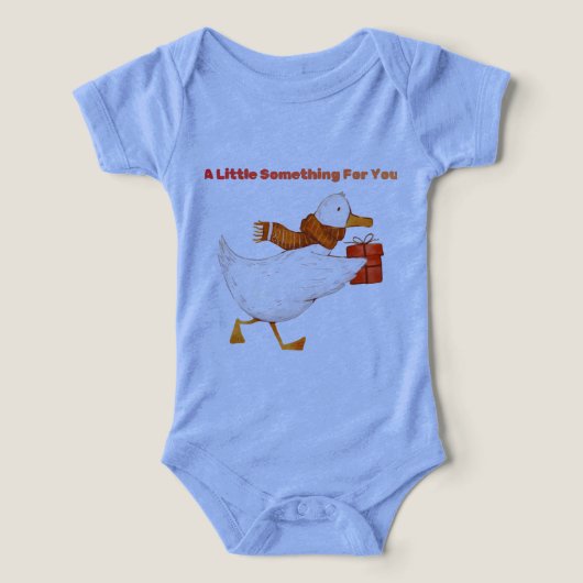 Cute Goose Holding Gift Baby Bodysuit  (Design voorkant)