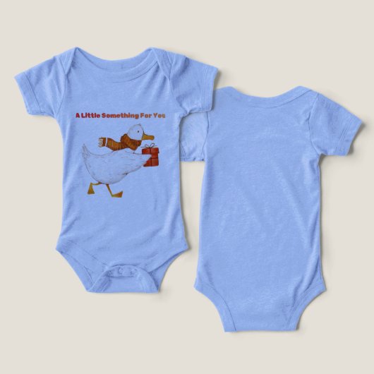 Cute Goose Holding Gift Baby Bodysuit  (Ontwerp Voorkant & Achterkant)