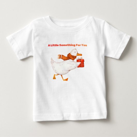 Cute Goose Holding Gift Baby T-Shirt  (Voorkant)