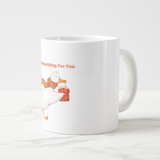 Cute Goose Holding Gift Christmas Coffee Mug Grote Koffiekop (Voorkant rechts)
