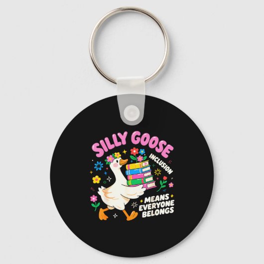 Cute Goose Inclusion Everyone Belongs Teacher Gift Sleutelhanger (Voorkant)