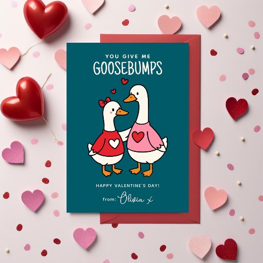 Cute Goose Kids Classroom Valentines Day Notitiekaartje