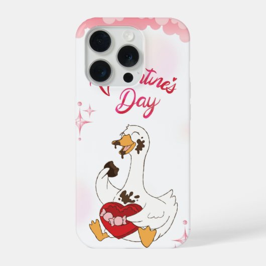 Cute Goose Valentine Chocolate Love Illustration iPhone Hoesje (Achterkant)