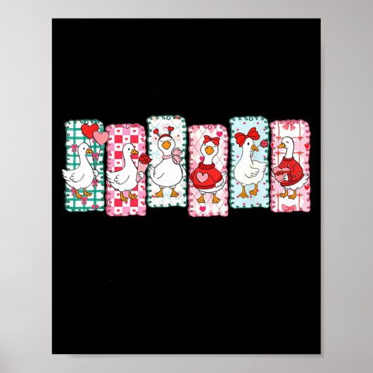 Cute Goose Valentine Coquette,duck Funny Gift Tee  Poster (Voorkant)