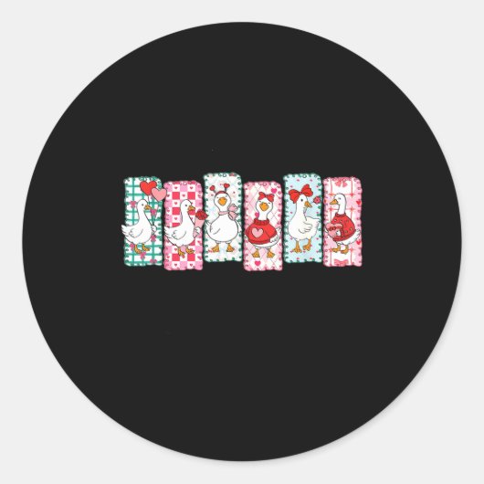 Cute Goose Valentine Coquette,duck Funny Gift Tee Ronde Sticker (Voorkant)