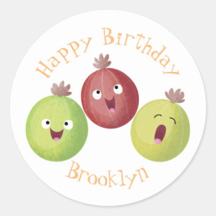 Cute gooseberry trio cartoon classic round ronde sticker