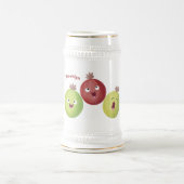 Cute gooseberry trio zingende cartoon bierpul (Center)