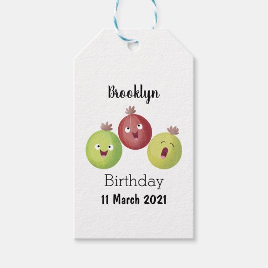 Cute gooseberry trio zingende cartoon cadeaulabel (Voorkant)