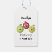 Cute gooseberry trio zingende cartoon cadeaulabel (Achterkant)