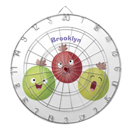 Cute gooseberry trio zingende cartoon dartbord (Voorkant)