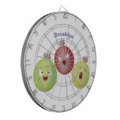 Cute gooseberry trio zingende cartoon dartbord (Voorkant Links)