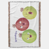 Cute gooseberry trio zingende cartoon deken (Voorkant Verticaal)