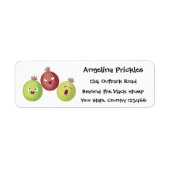 Cute gooseberry trio zingende cartoon etiket (Voorkant)