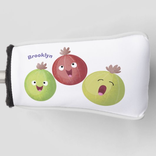 Cute gooseberry trio zingende cartoon golfheadcover (Voorkant)