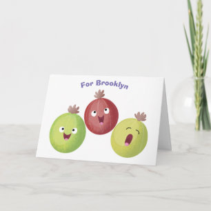Cute gooseberry trio zingende cartoon kaart