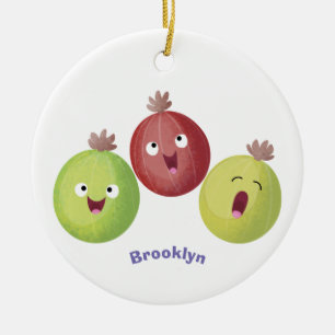 Cute gooseberry trio zingende cartoon keramisch ornament