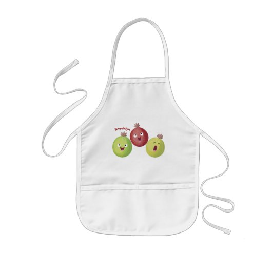 Cute gooseberry trio zingende cartoon kinder schort (Voorkant)