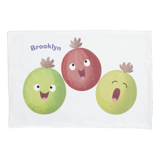 Cute gooseberry trio zingende cartoon kussensloop (Voorkant)