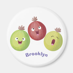 Cute gooseberry trio zingende cartoon magneet