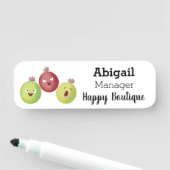 Cute gooseberry trio zingende cartoon naamplaatje (In situ)