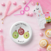 Cute gooseberry trio zingende cartoon papieren kommen (Feest)