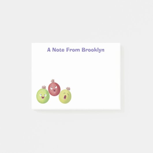 Cute gooseberry trio zingende cartoon post-it® notes (Voorkant)