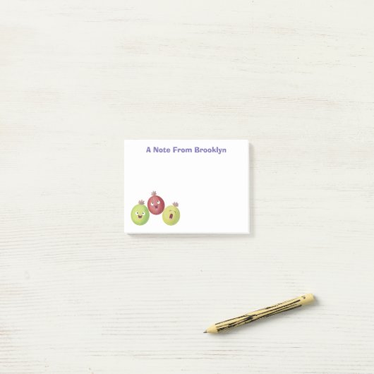 Cute gooseberry trio zingende cartoon post-it® notes (Op bureau)