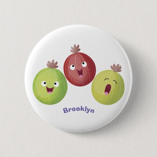 Cute gooseberry trio zingende cartoon ronde button 5,7 cm (Voorkant)