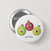 Cute gooseberry trio zingende cartoon ronde button 5,7 cm (Voorkant /achterkant)