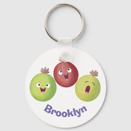 Cute gooseberry trio zingende cartoon sleutelhanger (Voorkant)