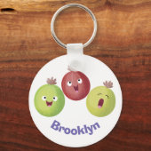 Cute gooseberry trio zingende cartoon sleutelhanger (Voorkant)